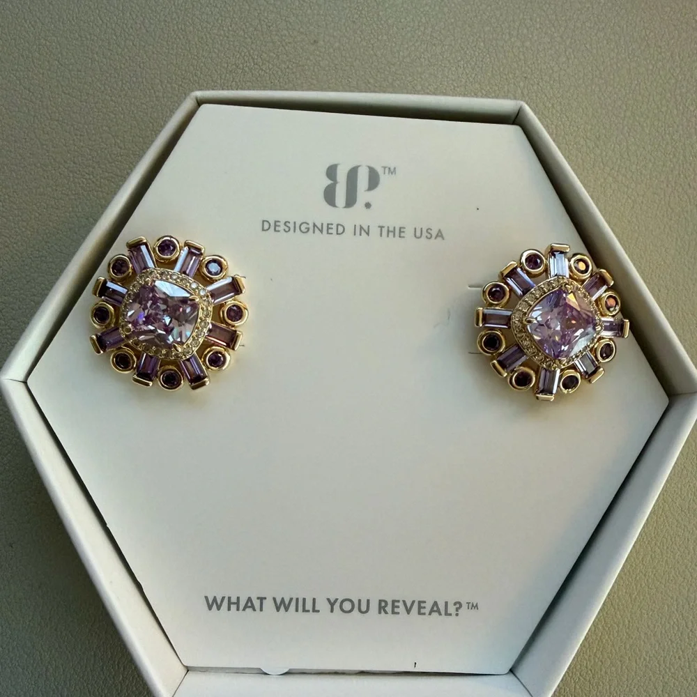 Bomb Party Rare Unicorn Lavender Topaz CZ Earrings | Gloss Over It | Gold Plated - Picture 1 of 3